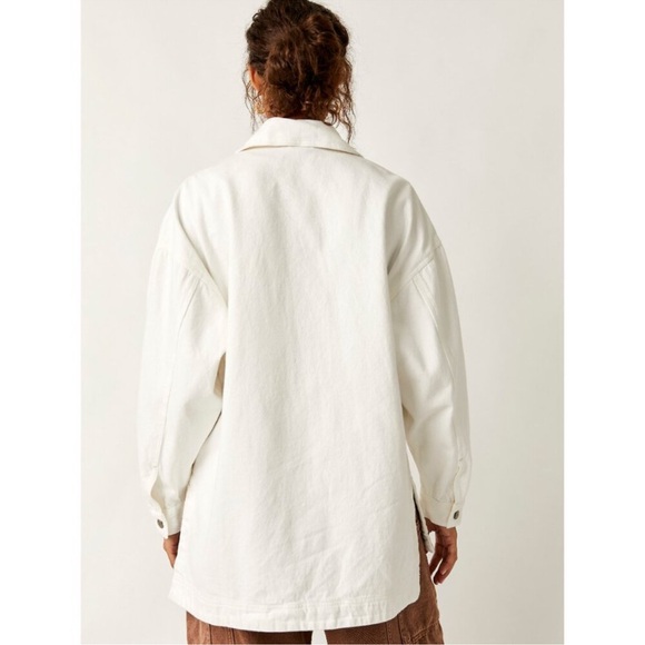 FREE PEOPLE Madison City Twill Jacket size M Optic White Shacket NWT Oversized - Picture 4 of 6